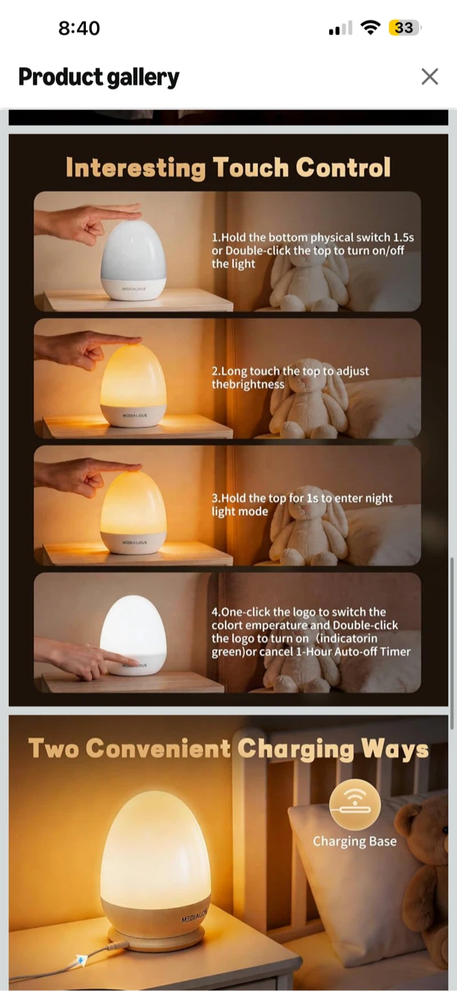 BNIB MediAcous Baby Egg Night Light - White - photo 4