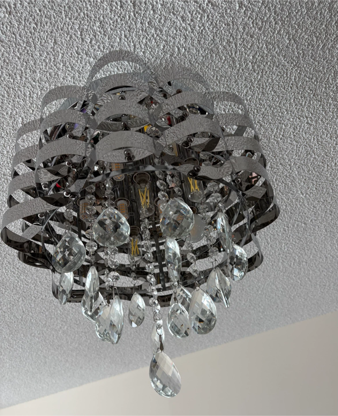 Chrome and Crystal Chandelier Style Ceiling Light