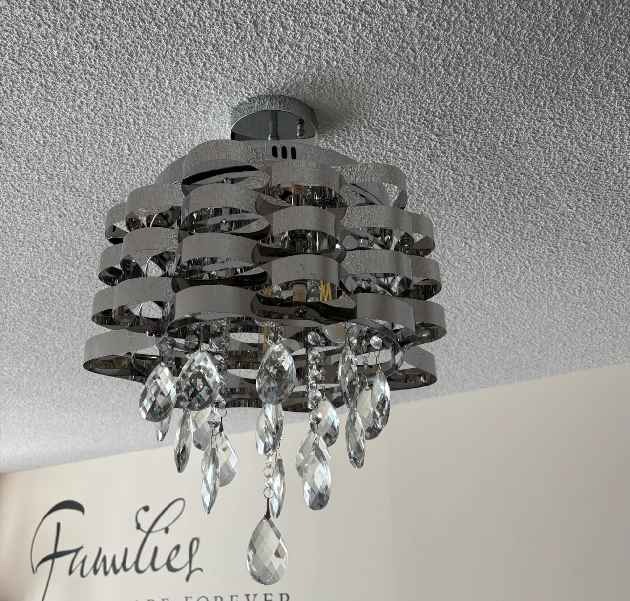 Chrome and Crystal Chandelier Style Ceiling Light - photo 2
