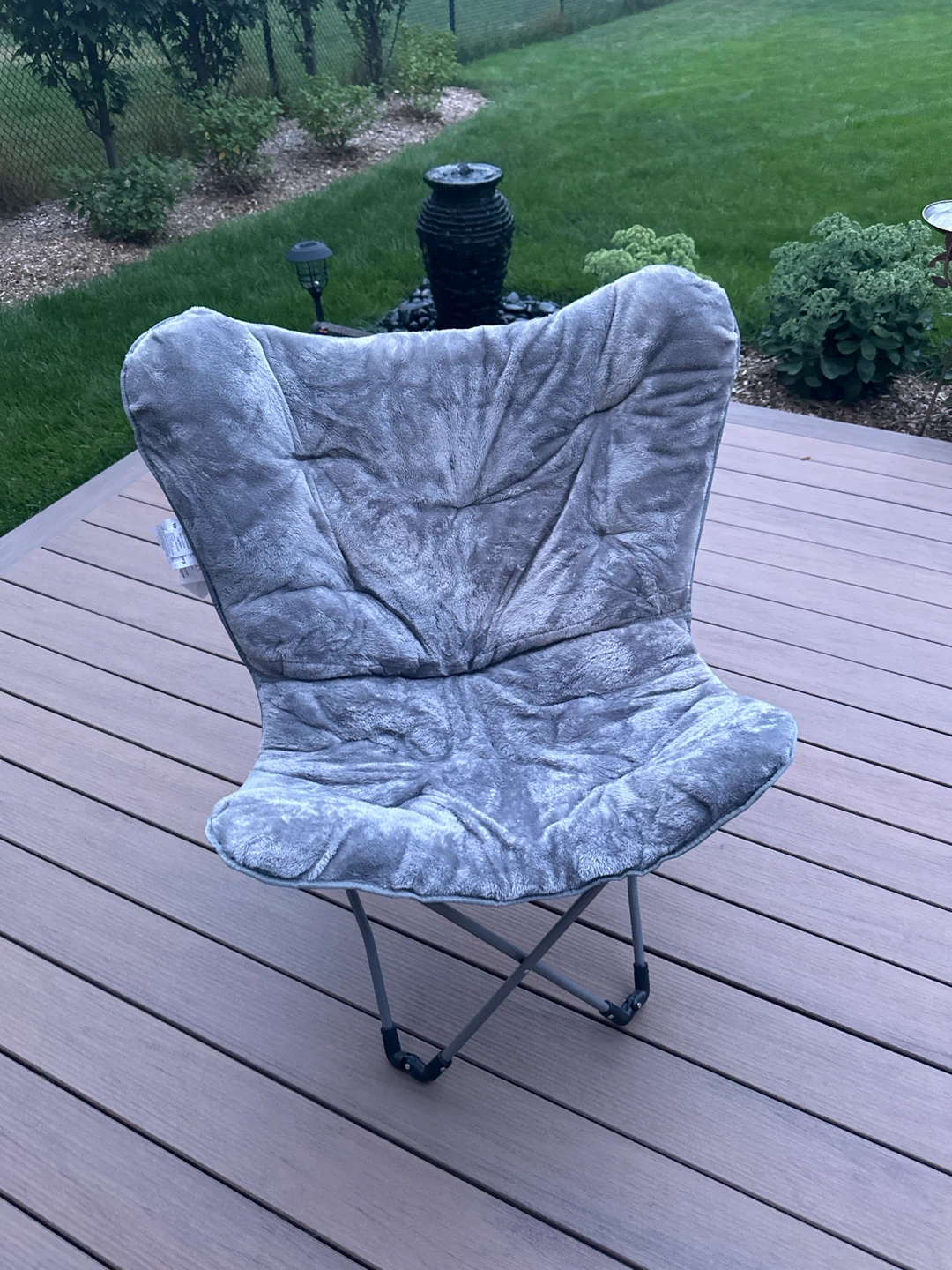 Grey Plush Butterfly Chair
