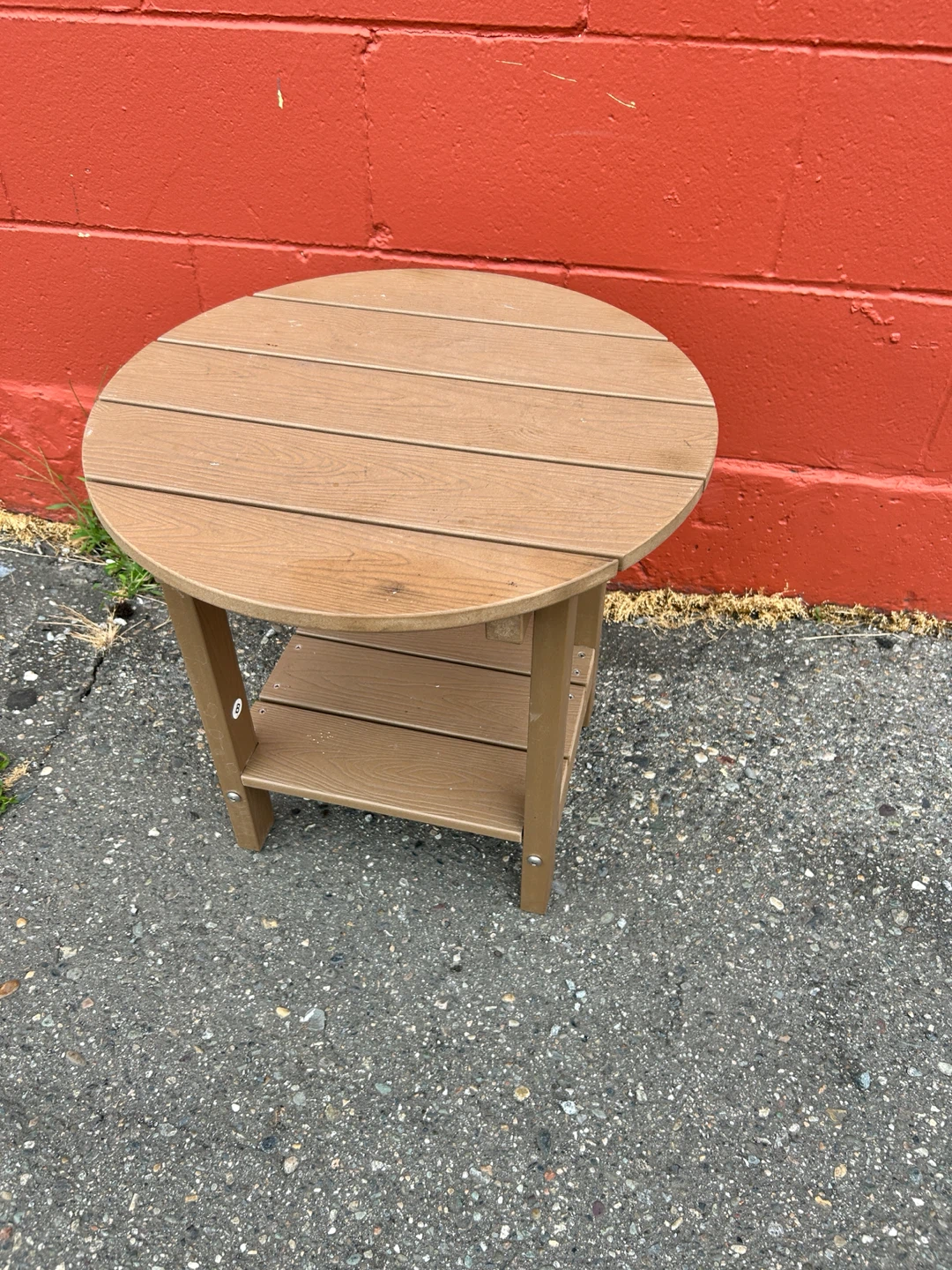 Round Side Table with Shelf - photo 2