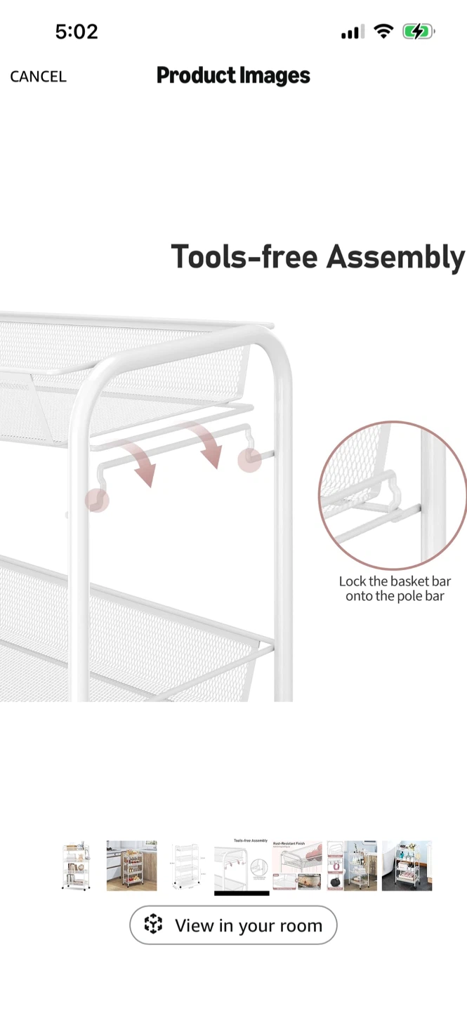 White 4 Tier Rolling Storage Cart - photo 3