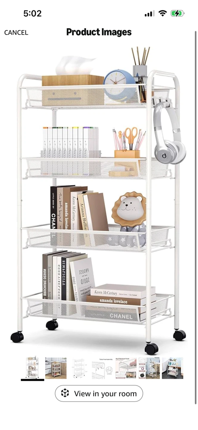 White 4 Tier Rolling Storage Cart - photo 4