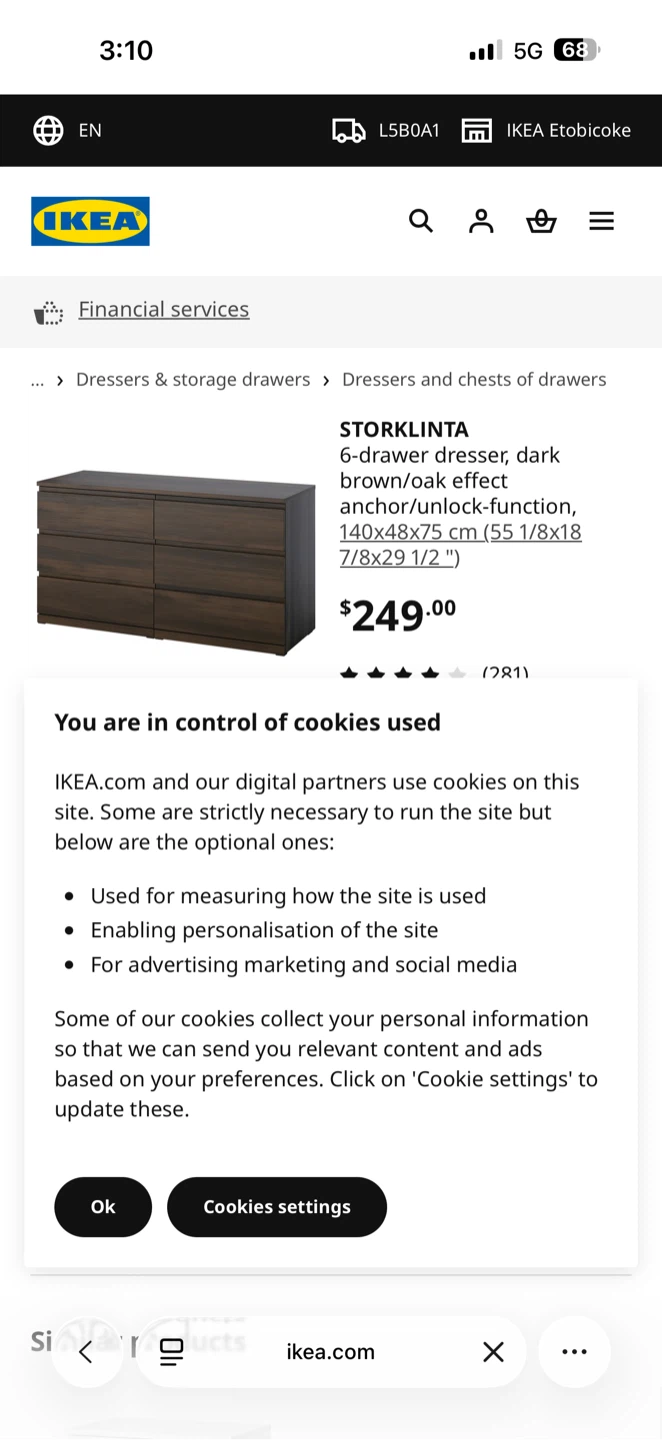 IKEA STORKLINTA 6-drawer dresser