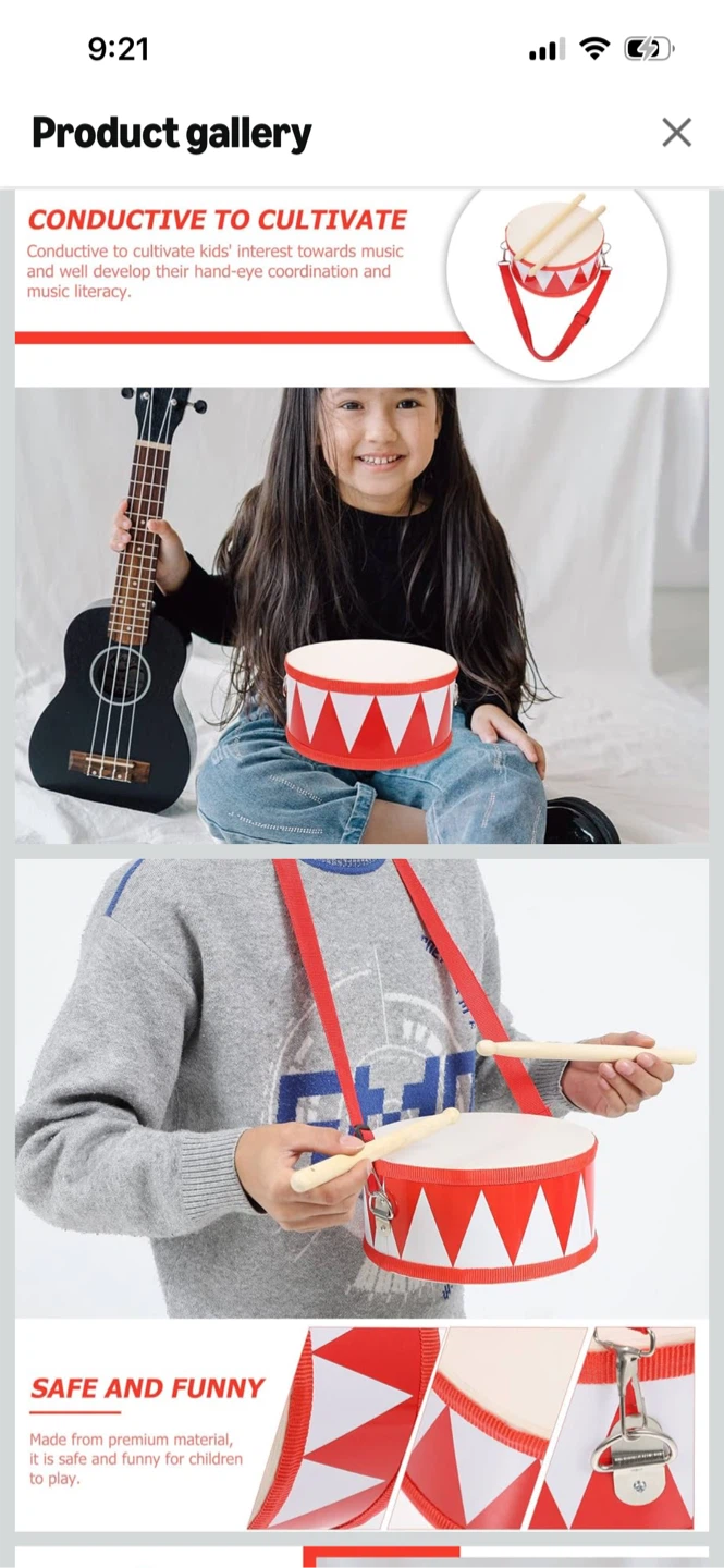 New-Kids Snare Drum with Sticks and Strap - photo 2