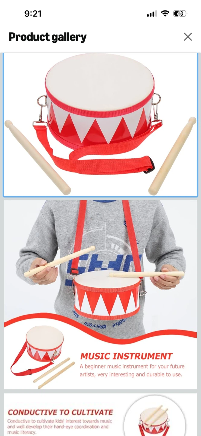 New-Kids Snare Drum with Sticks and Strap - photo 4