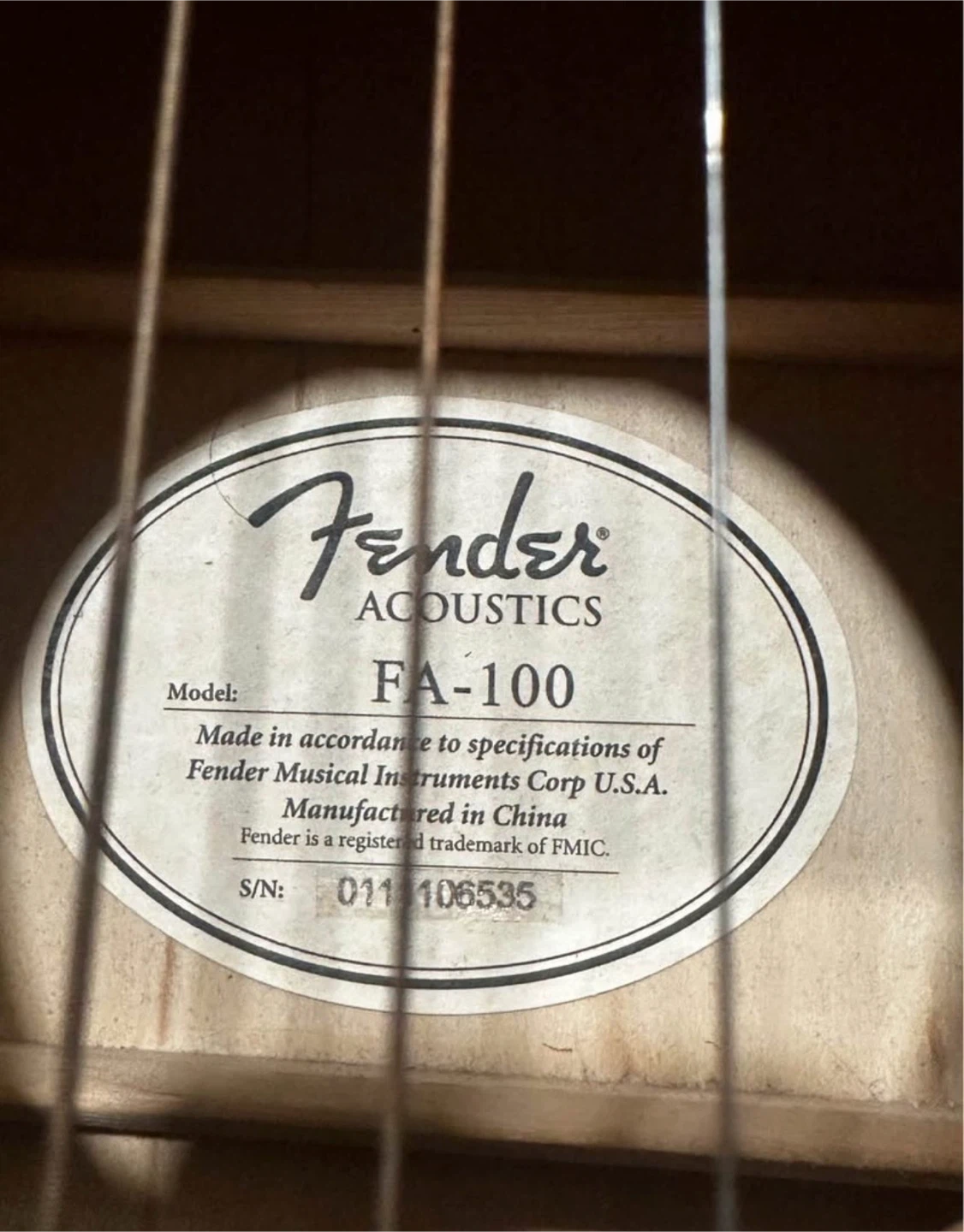 Acoustic Guitar Fender FA100 July 28 pickup - photo 2