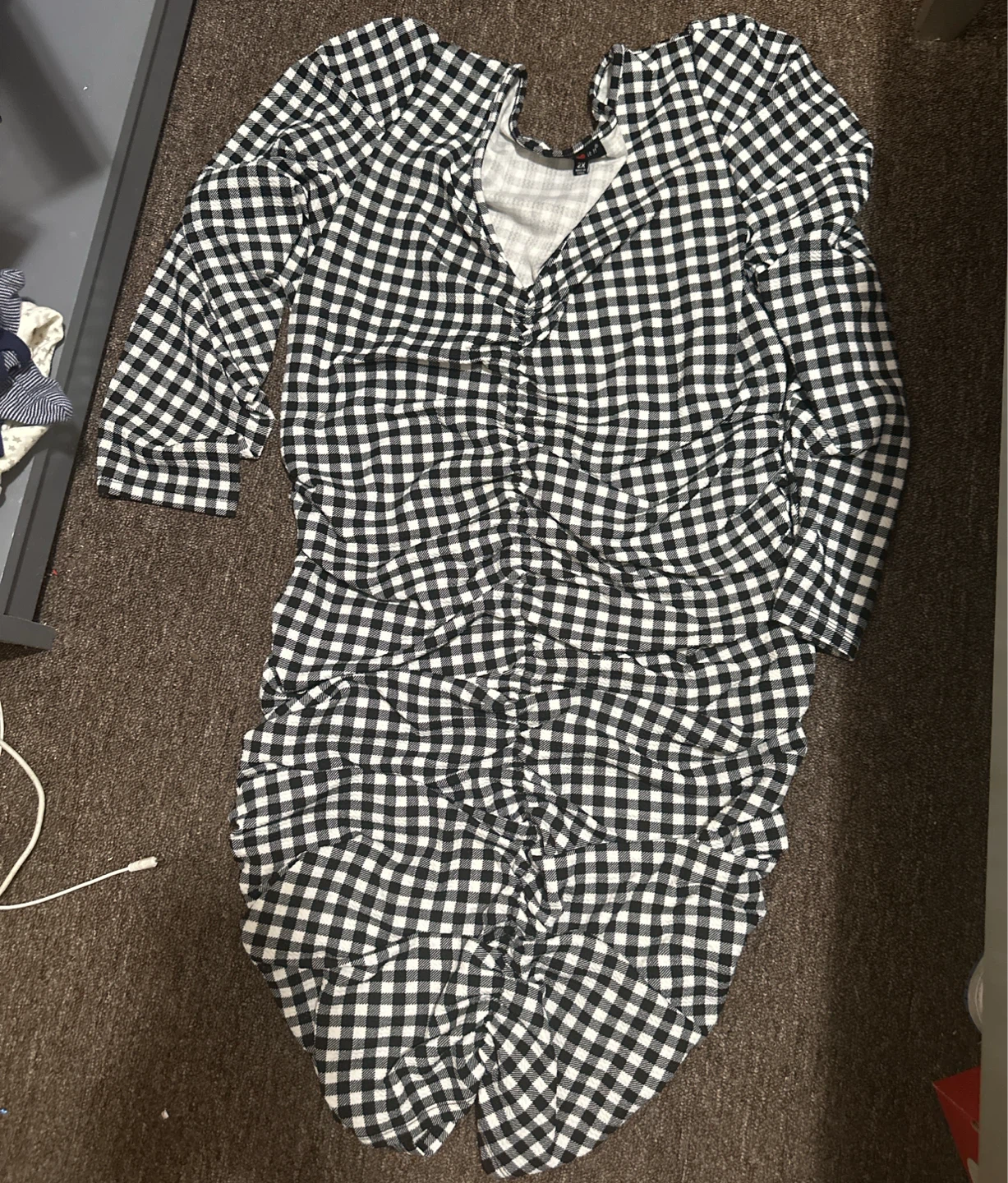 Plaid Shirred V-Neck 3-Pack Dresses Plus sized - photo 2