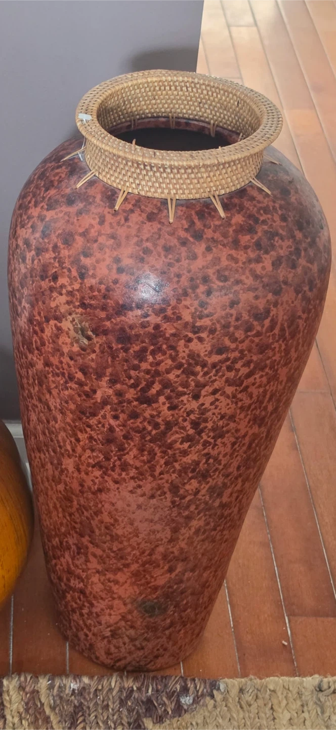 Large Decorative Pot with Woven Top