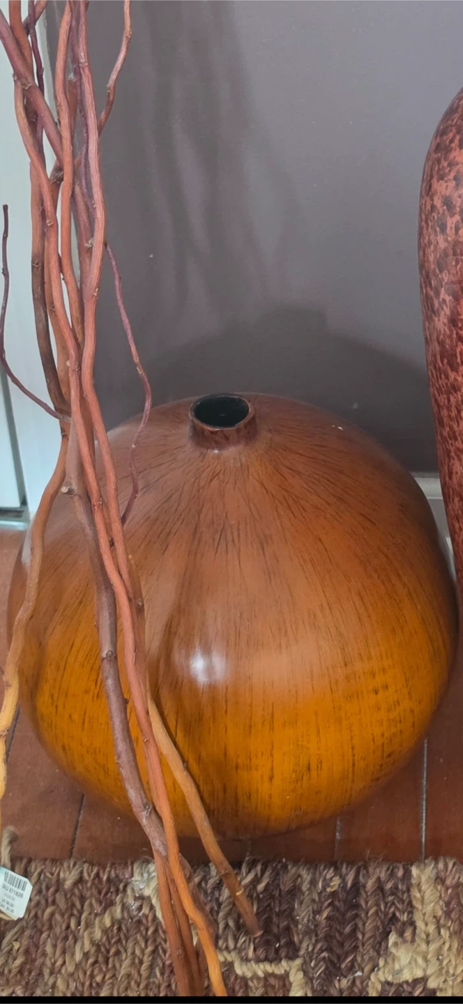 Large Round Orange Decorative Vase