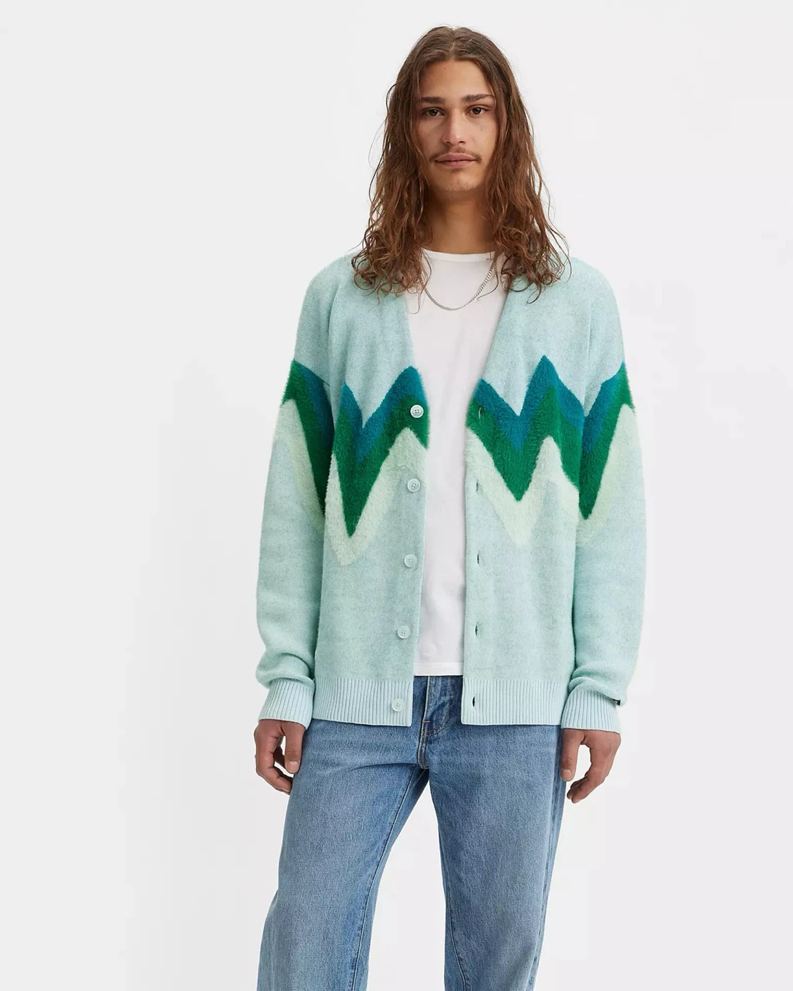 NWOT Levi’s Rare Unisex Soft Cozy Mint Zigzag Cardigan