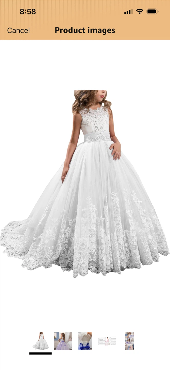 Brand New-White Flower Girl Dress with Lace and Beads