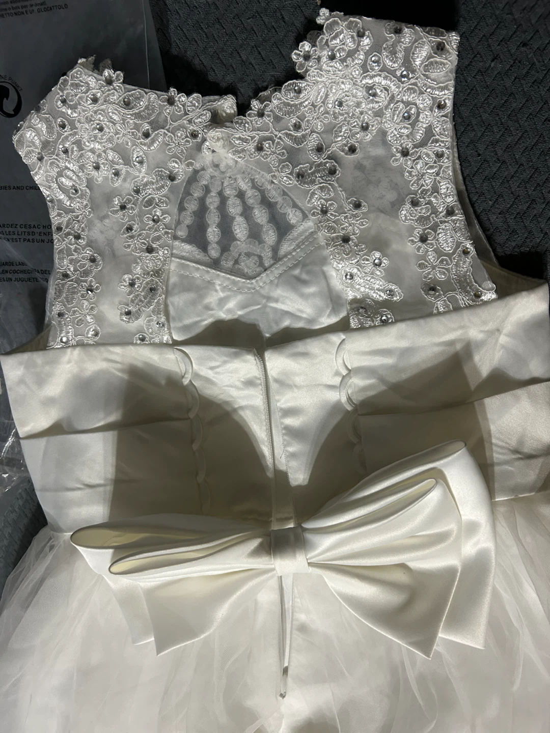 Brand New-White Flower Girl Dress with Lace and Beads - photo 5