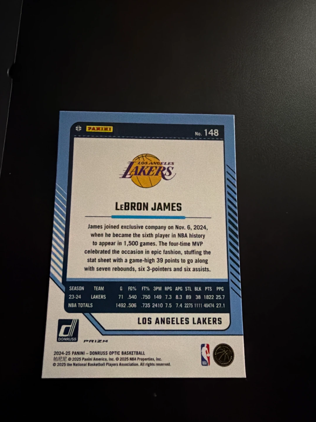 2024-25 Panini Donruss Optic Basketball LeBron James Card - photo 2