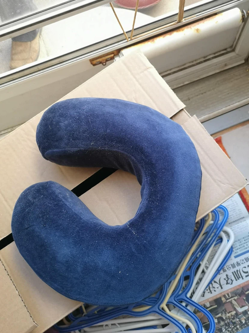 Blue U-Shaped Travel Pillow