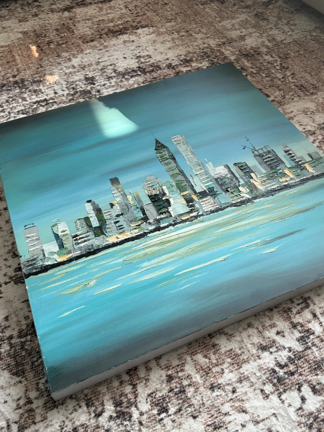 Textured Oil Painting of a City Skyline - photo 2