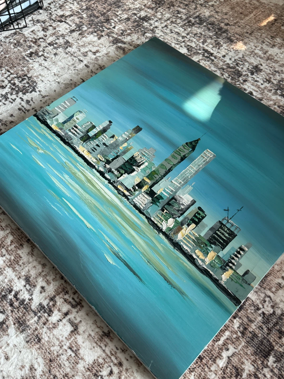 Textured Oil Painting of a City Skyline - photo 3