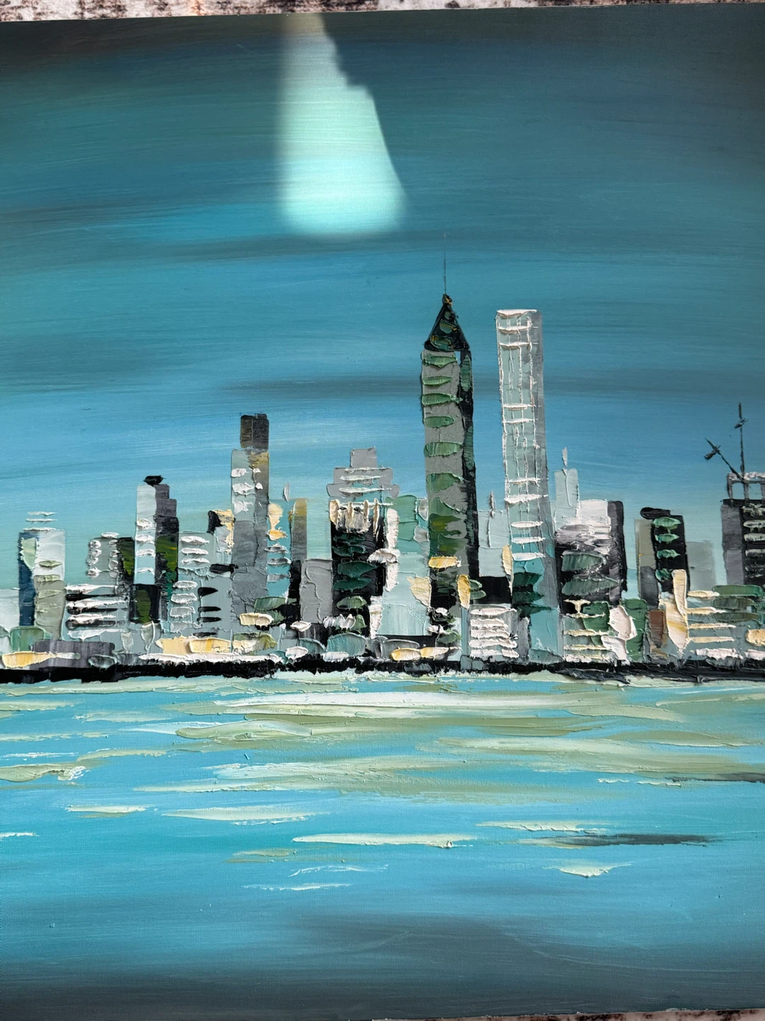 Textured Oil Painting of a City Skyline - photo 5