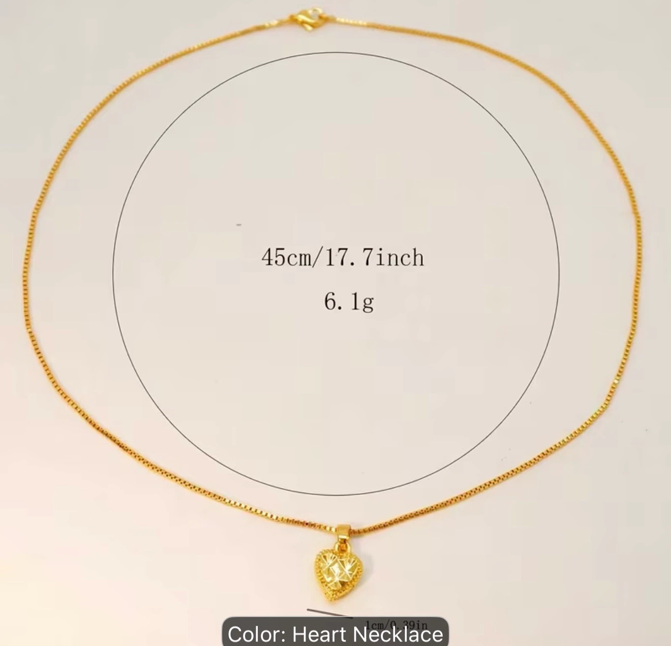 Gold Heart Pendant Necklace 45cm