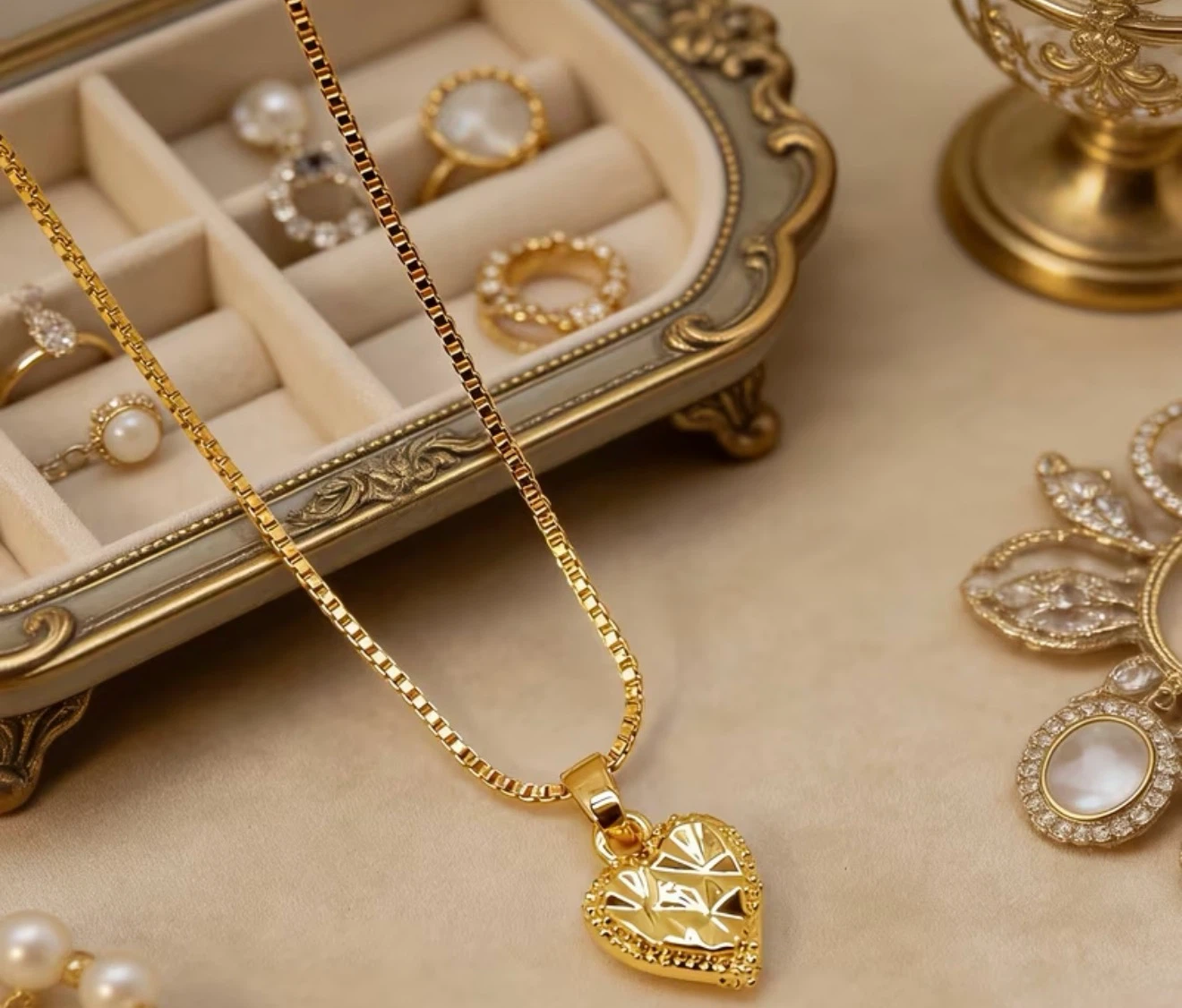Gold Heart Pendant Necklace 45cm - photo 3