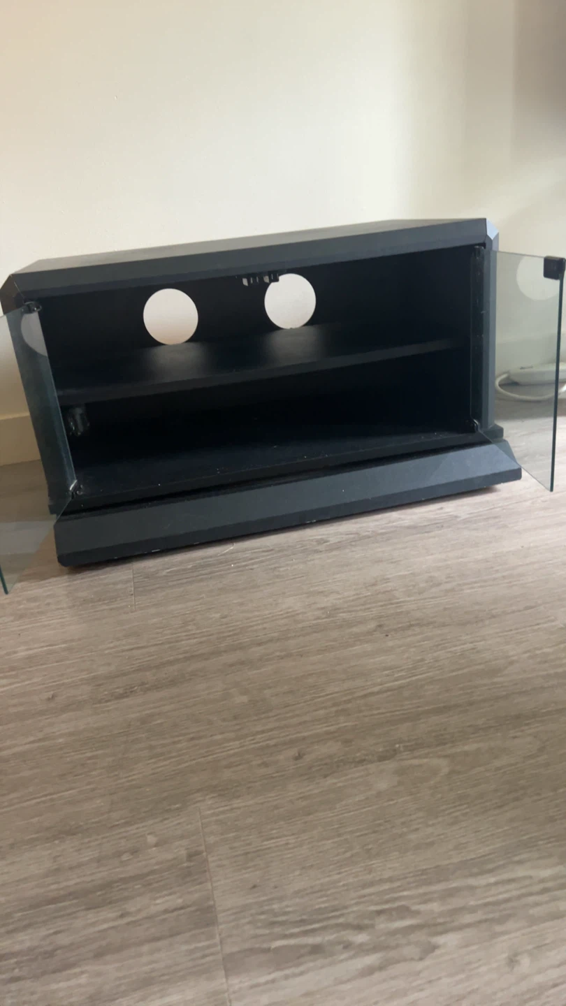 Black Entertainment Unit with Glass Doors