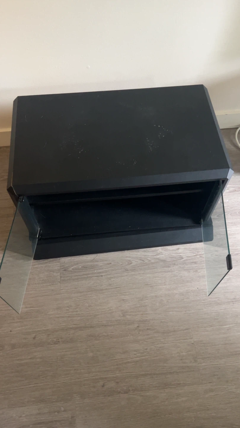 Black Entertainment Unit with Glass Doors - photo 2