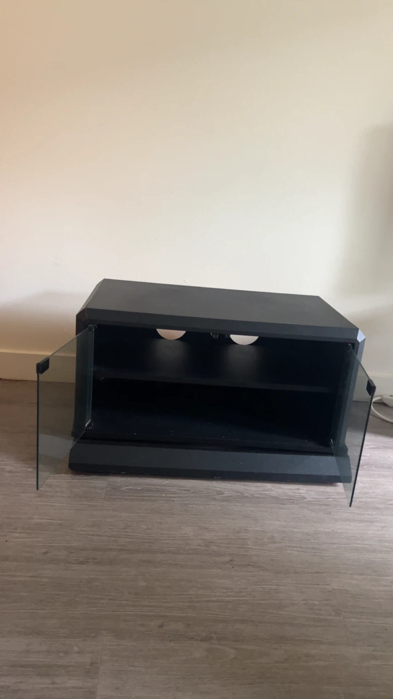 Black Entertainment Unit with Glass Doors - photo 3