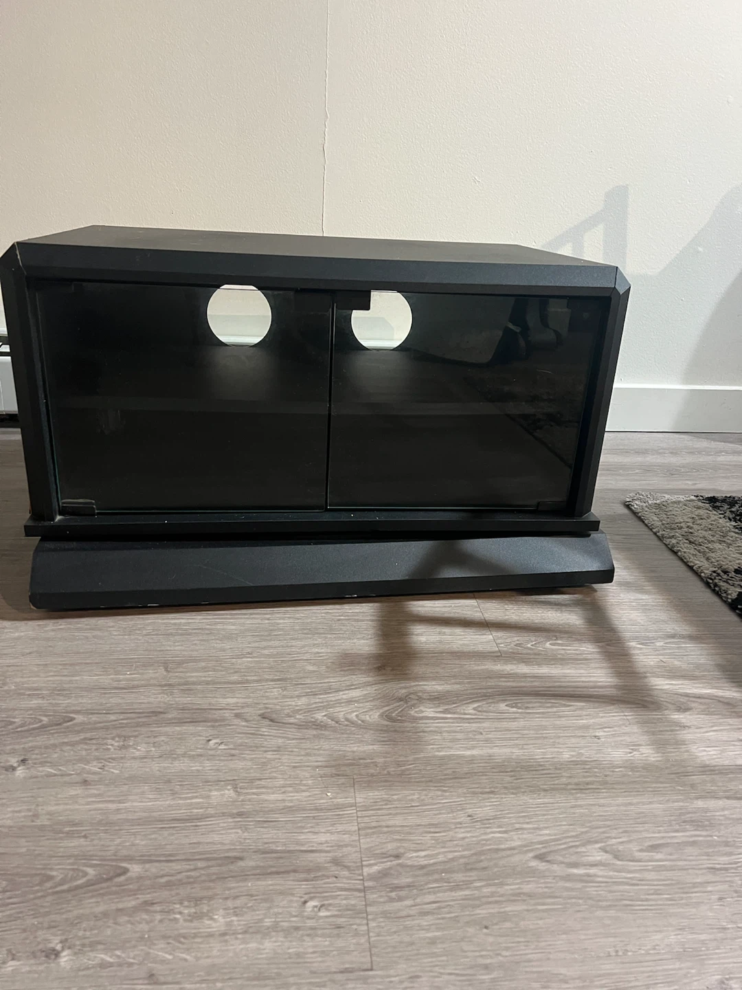 Black Entertainment Unit with Glass Doors - photo 4
