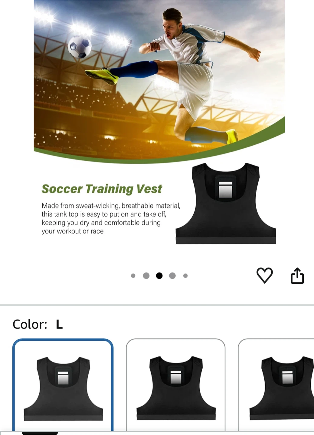 Soccer Training Vest or runing- Black, Size L - photo 3