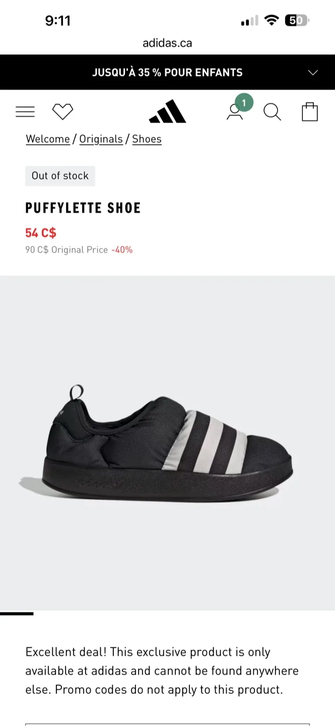 Adidas Puffylette Shoes - Size M8