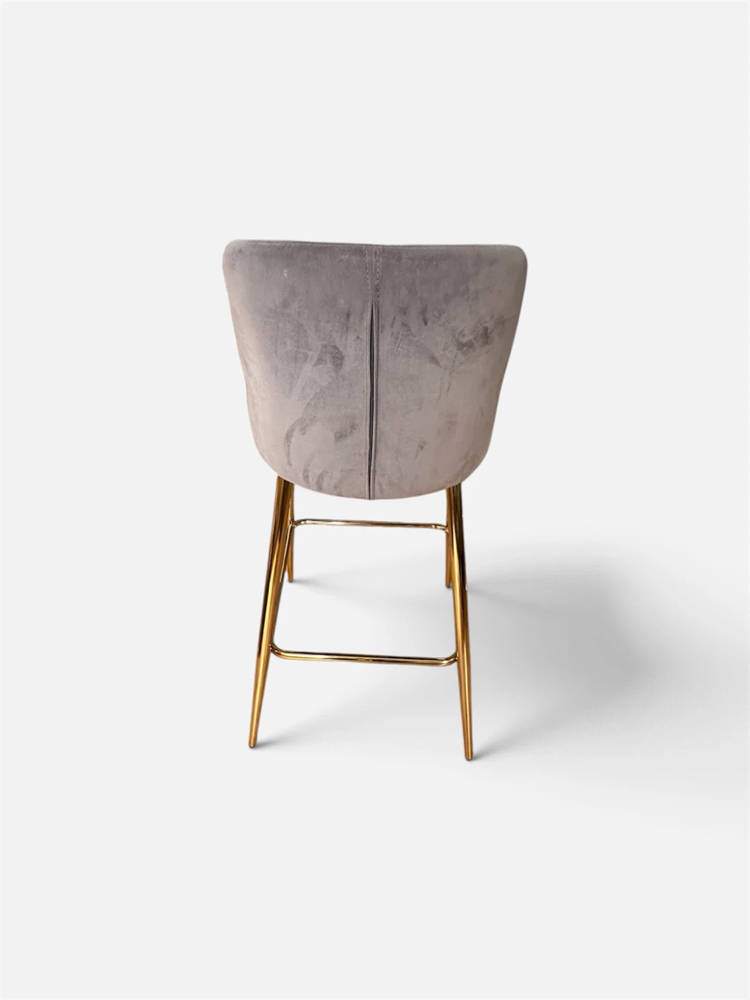 Gray Velvet Bar Stools with Gold Legs (Set of 2) - photo 3
