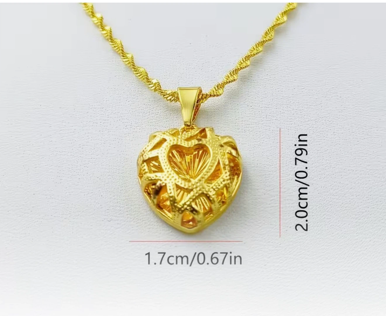Gold Tone Pendant Necklace with Arabic Calligraphy