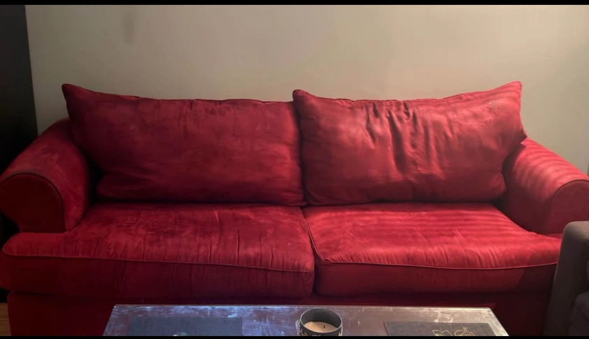 Red Velvet Sofa