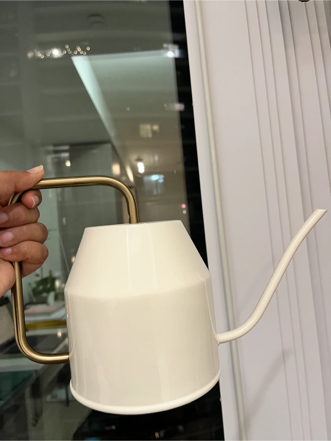 Cream Watering Can with Brass Handle - photo 2