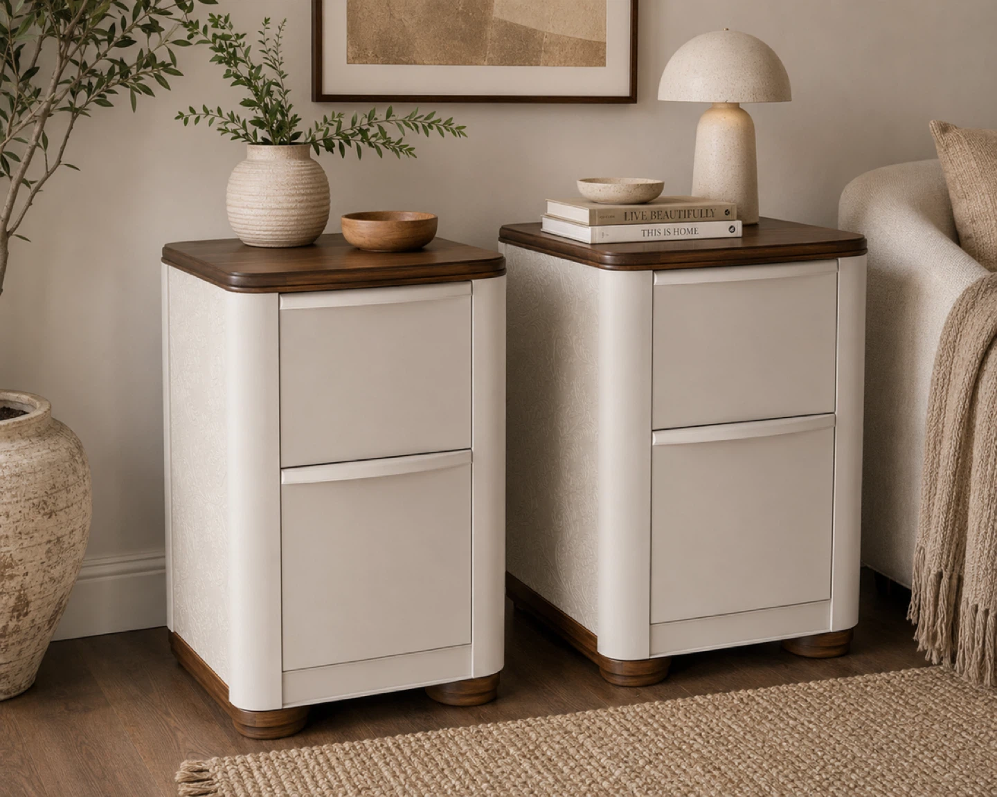✨ Refinished Modern Organic Nightstands – Pair ✨ - photo 2