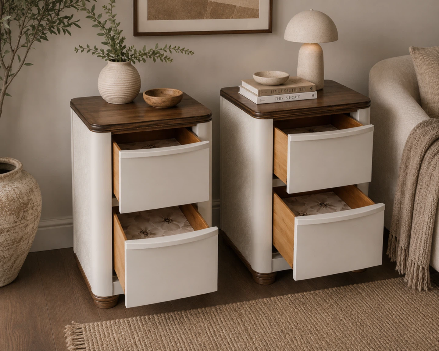 ✨ Refinished Modern Organic Nightstands – Pair ✨ - photo 3