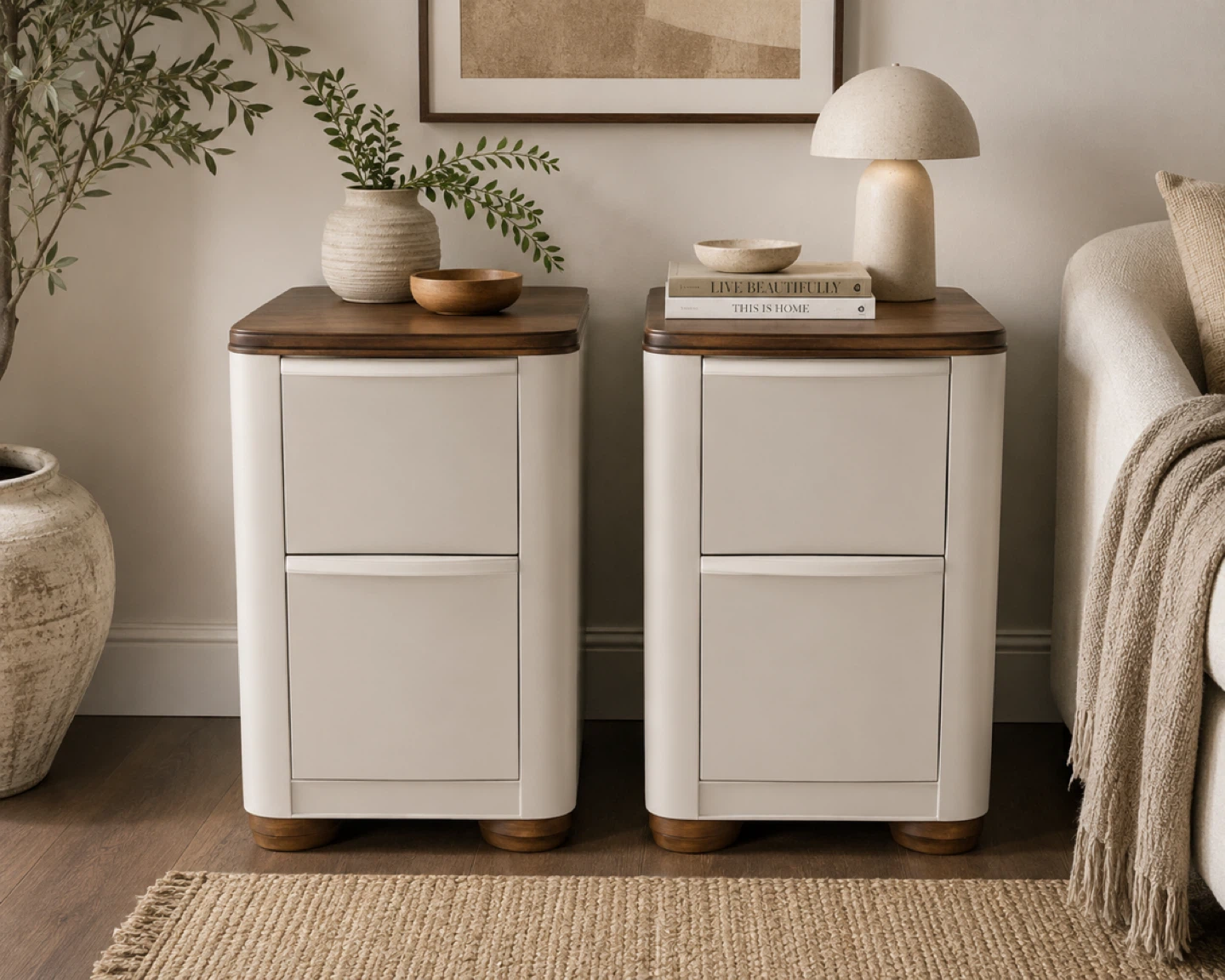 ✨ Refinished Modern Organic Nightstands – Pair ✨