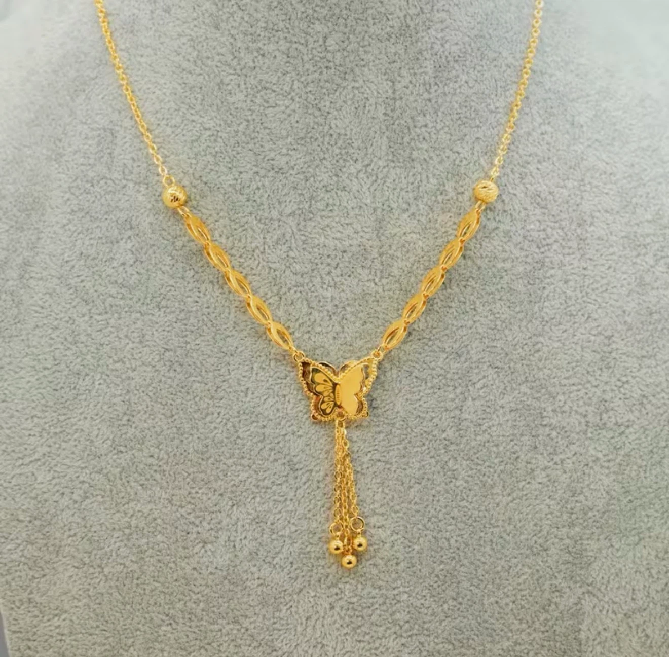 Gold Butterfly Necklace and Earrings Set - photo 2