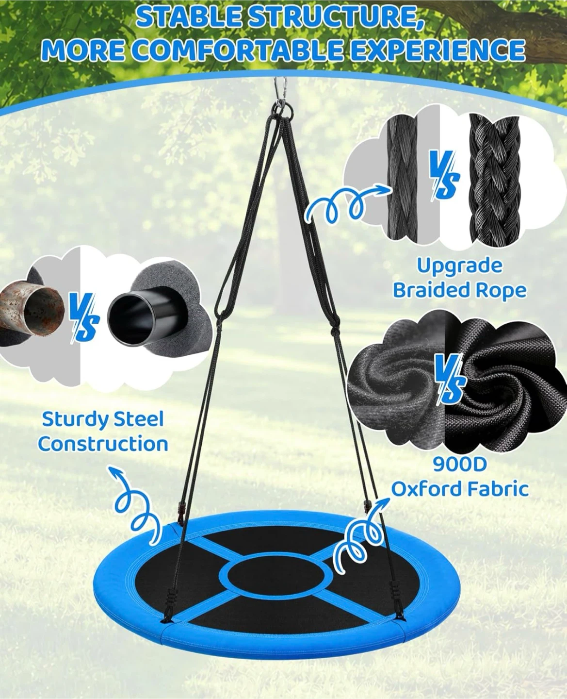 Ohuhu Kids Swing Set - Blue - photo 2