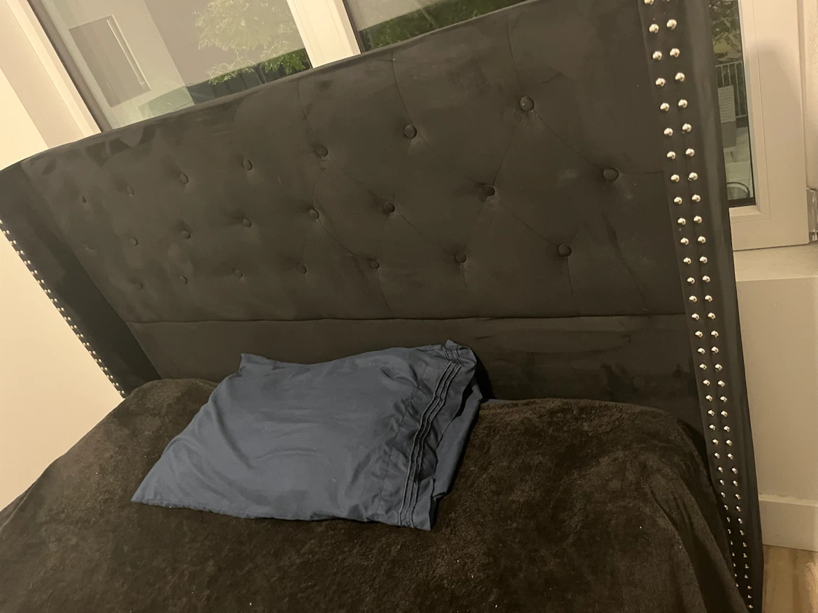Black Upholstered Wingback Bed Frame