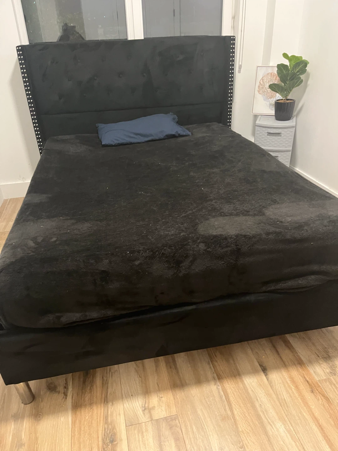 Black Upholstered Wingback Bed Frame - photo 2