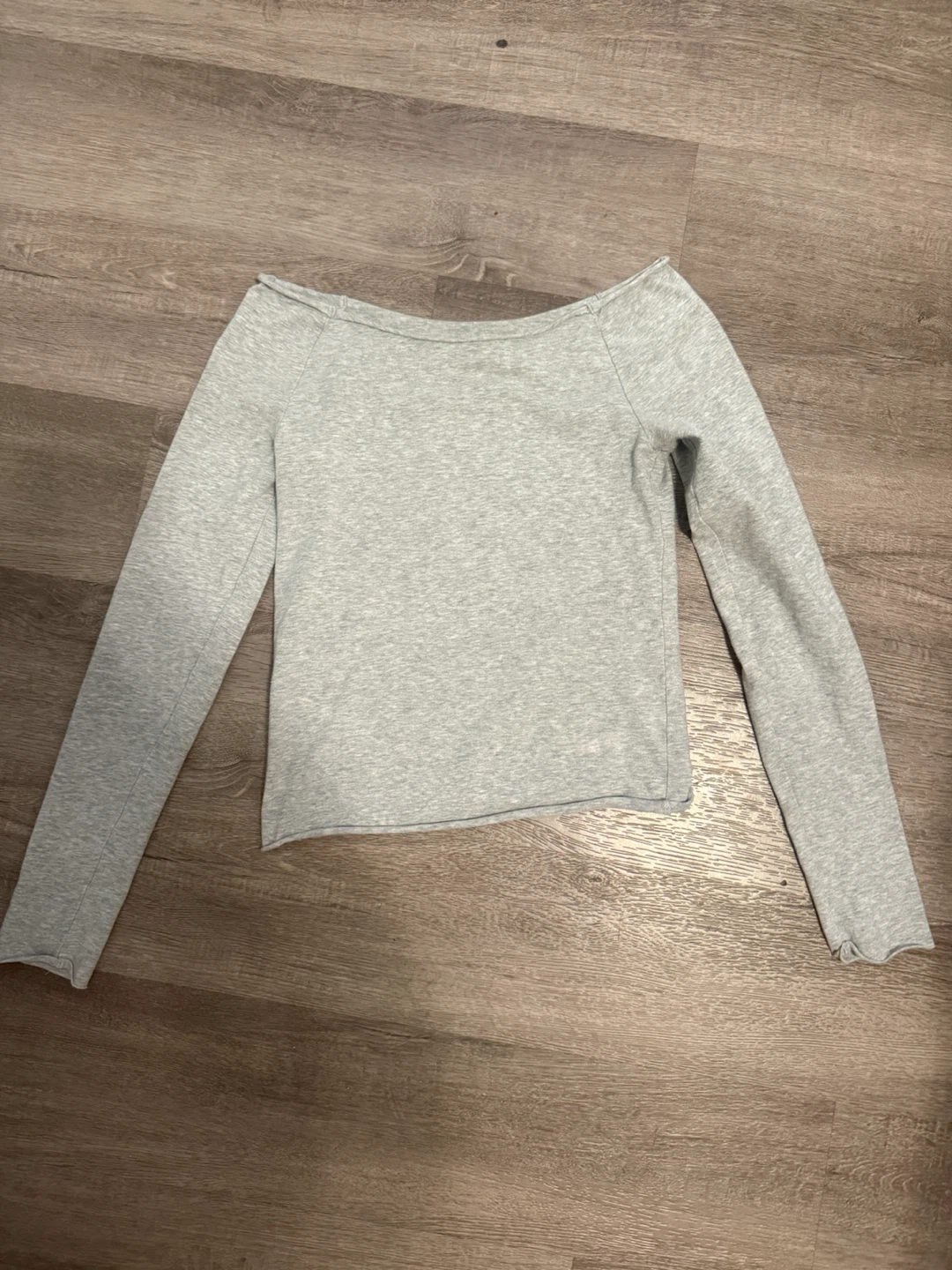 Aritzia Homestretch Grey Long Sleeve Off Shoulder Top