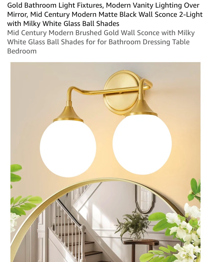 New 2 Light Bathroom Vanity Fixture Gold