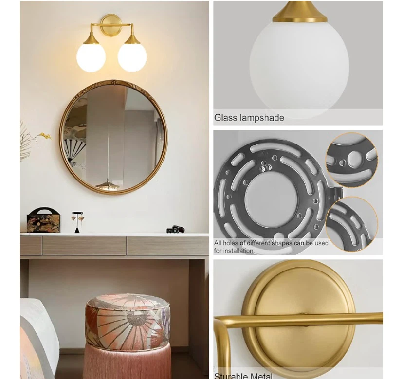 New 2 Light Bathroom Vanity Fixture Gold - photo 3