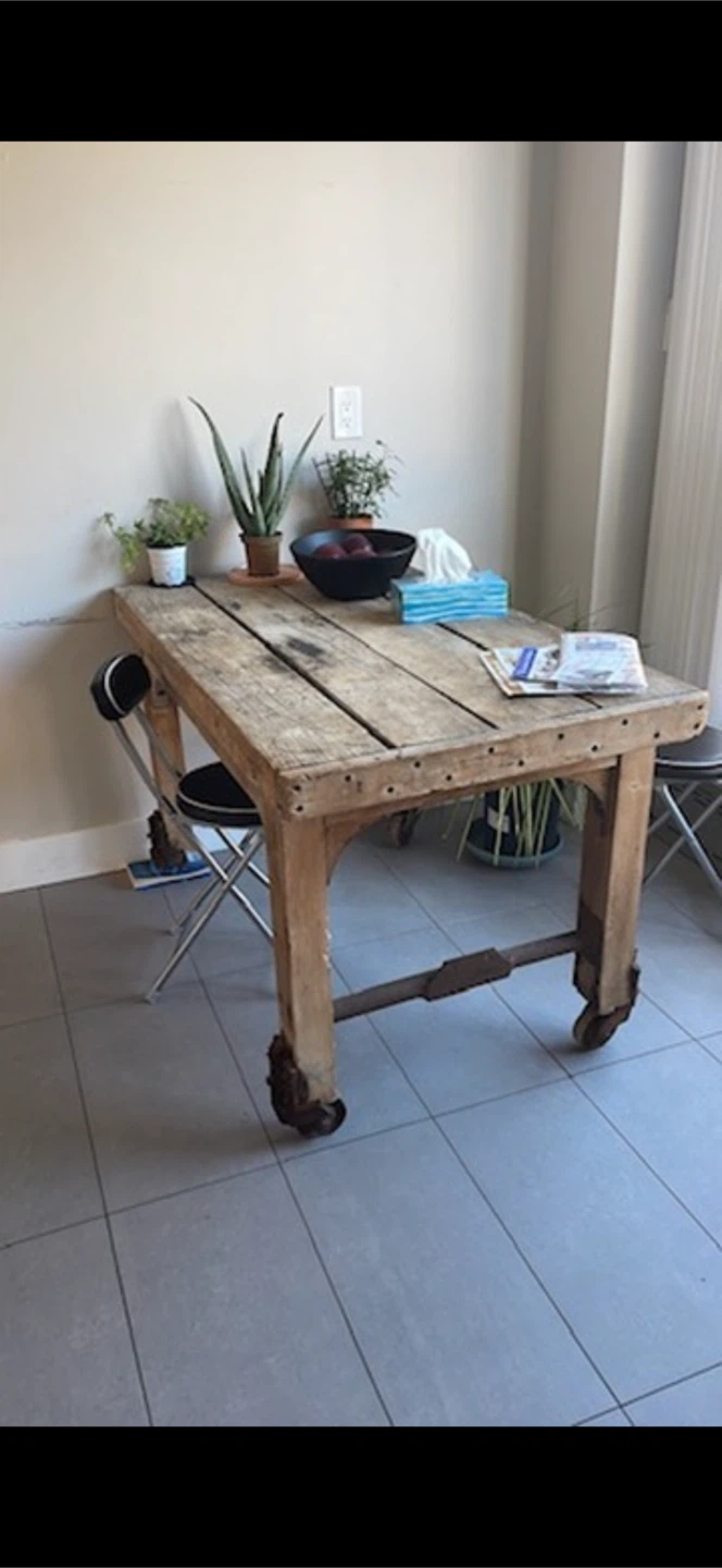 Rustic Wooden Table with Wheels - photo 2