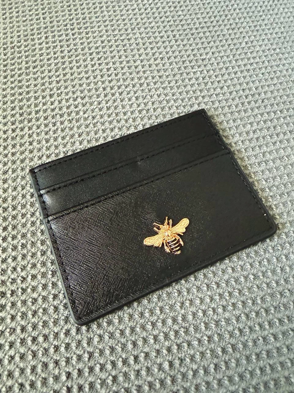 Card Holder with Gold Bee – Black - photo 2