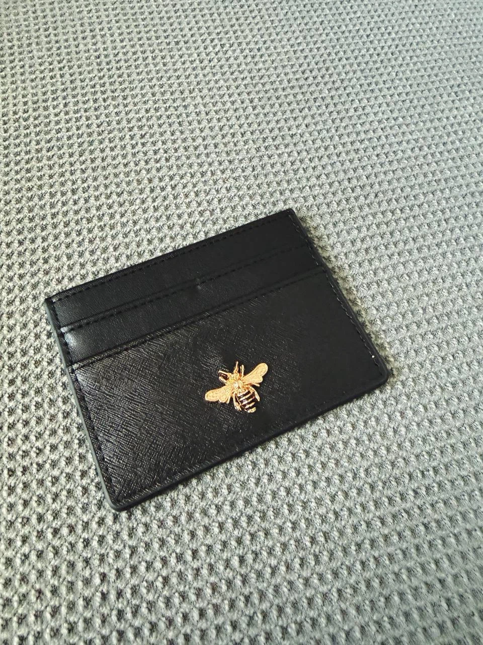 Card Holder with Gold Bee – Black - photo 3