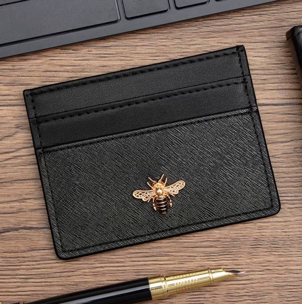 Card Holder with Gold Bee – Black - photo 5