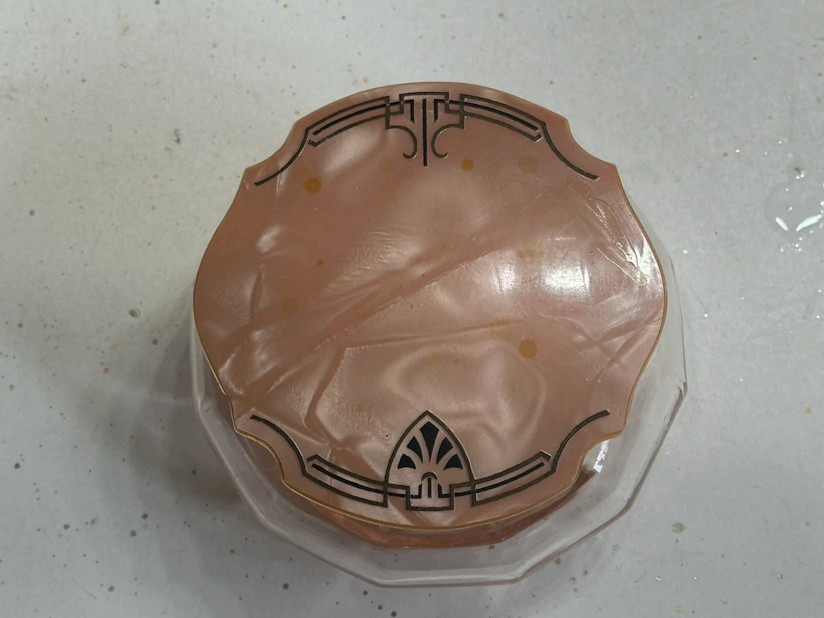Antique pink depression glass powder box - photo 2