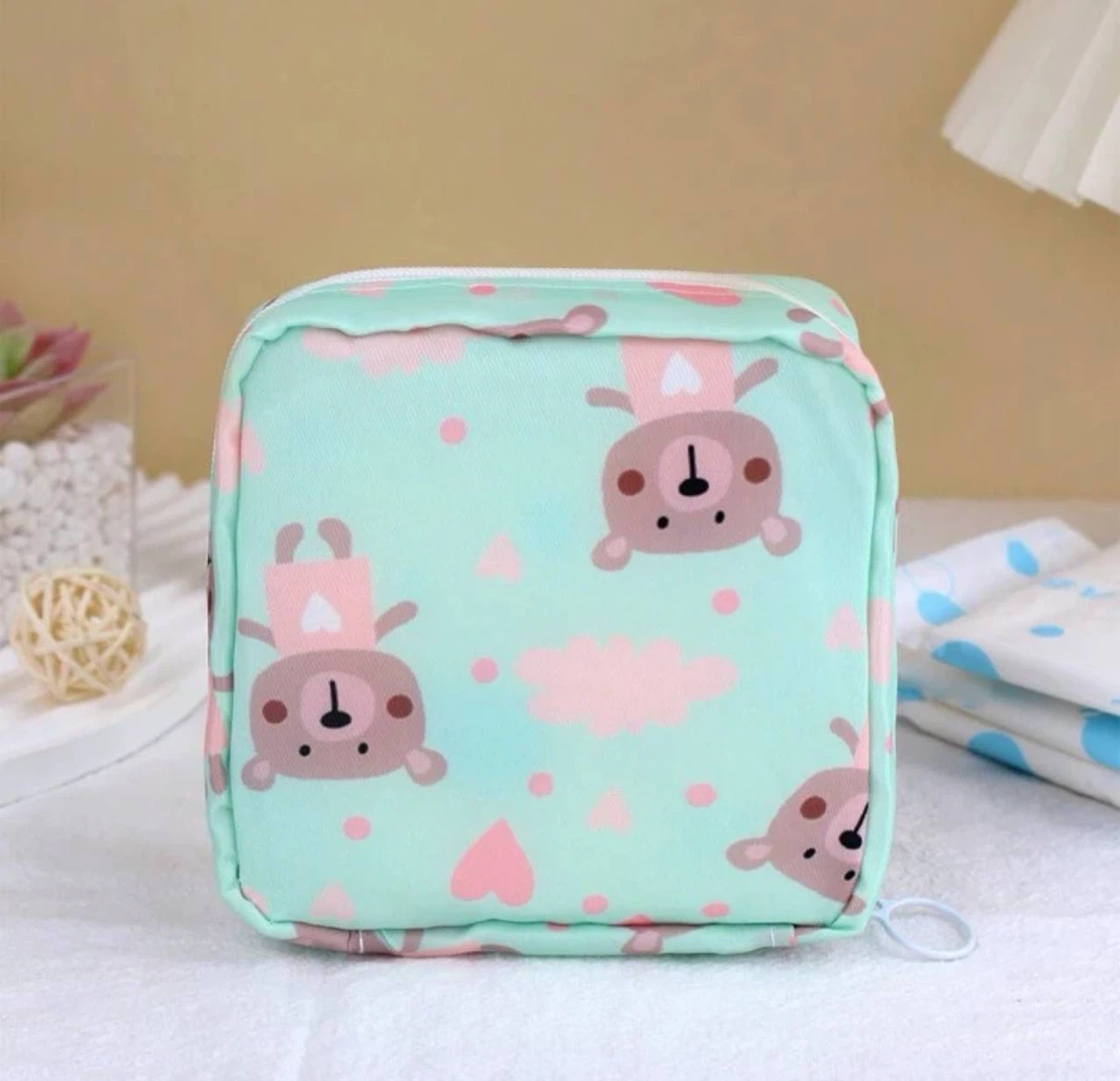 Mini travel makeup bag , cosmetic / pads organizer